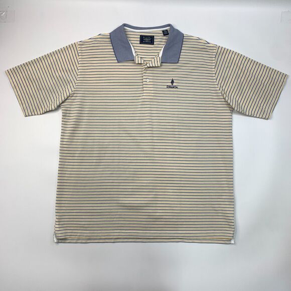Vintage Straight Down Hybrid Polo Shirt Mens XL Extra Large Yellow Striped Golf - Picture 2 of 10